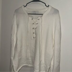 Forever 21 Cream Lace-Up Sweatshirt